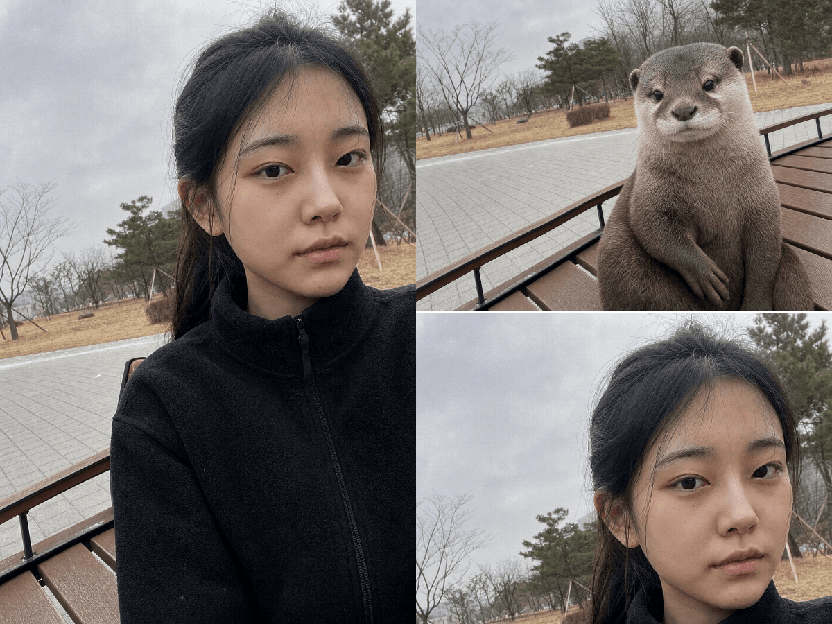 Input photos and example result for 나와 닮은 동물 비교