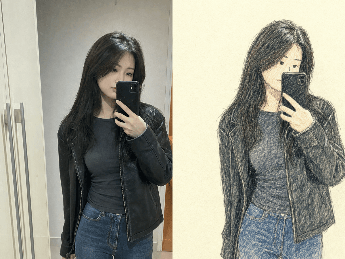 Input photos and example result for 내 사진 낙서 그림