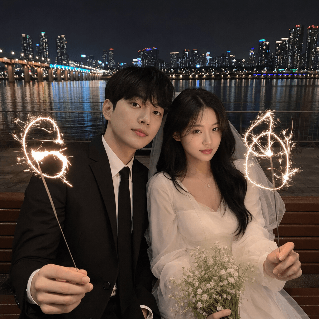 Input photos and example result for 강변 야경 스파클러