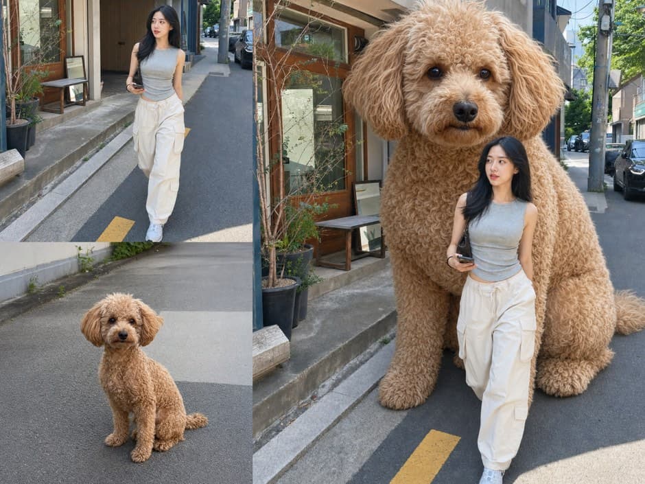 Input photos and example result for 왕큰 댕댕이 🐶