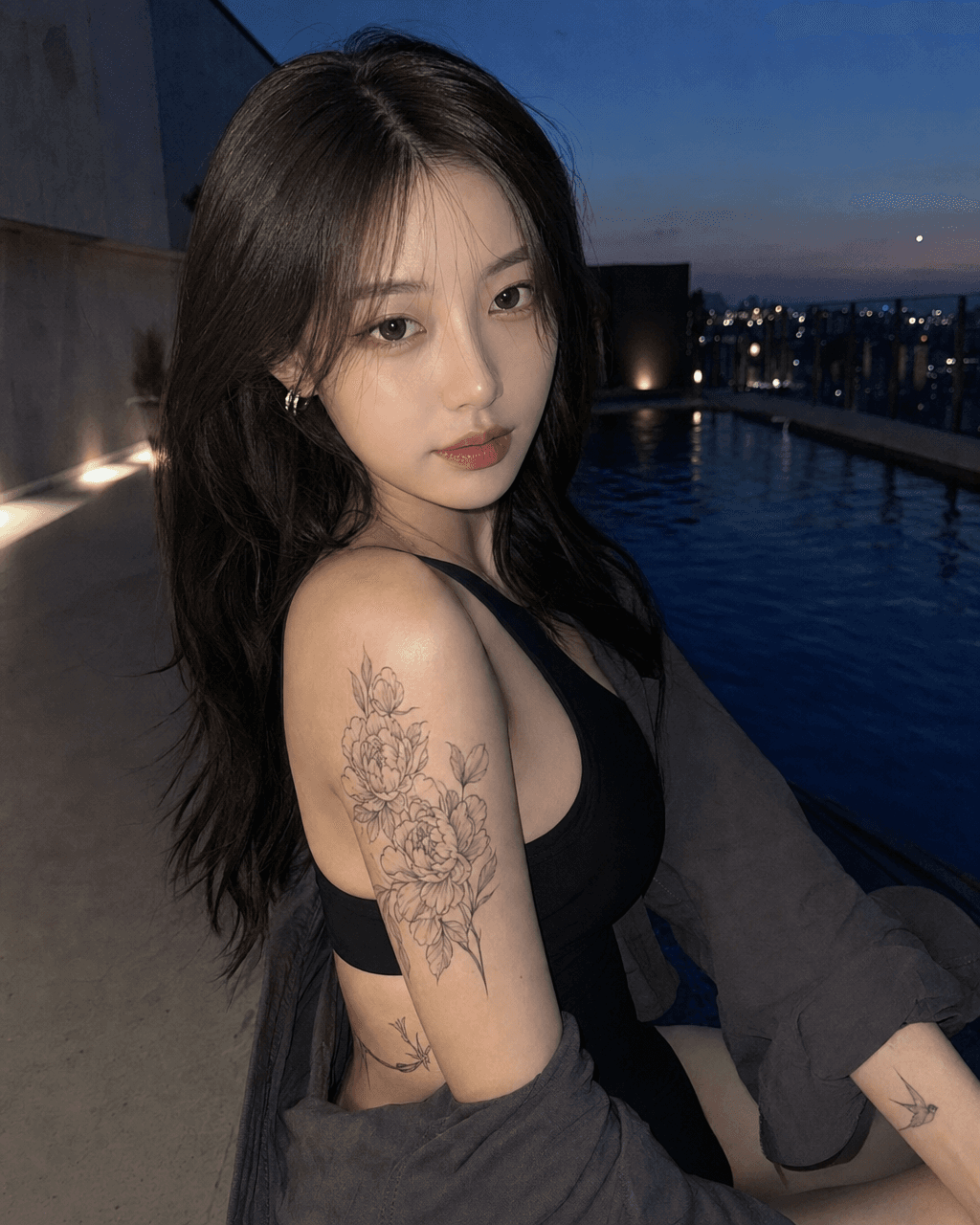 Input photos and example result for 불량 연애 풀사이드