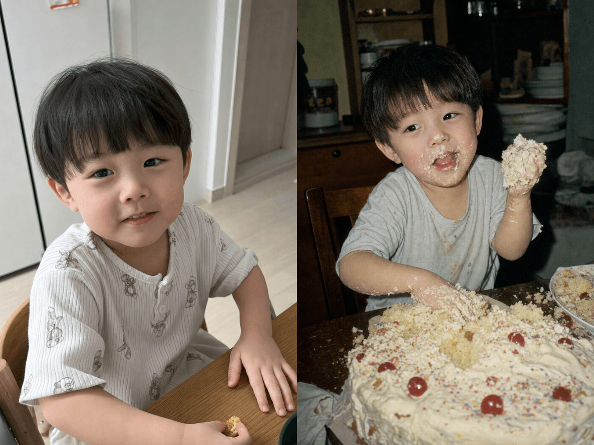 Input photos and example result for 90년대 필름 생일 사진