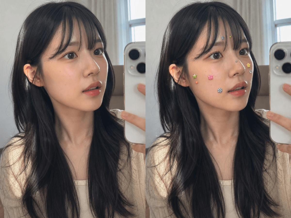 Input photos and example result for 보석 스티커