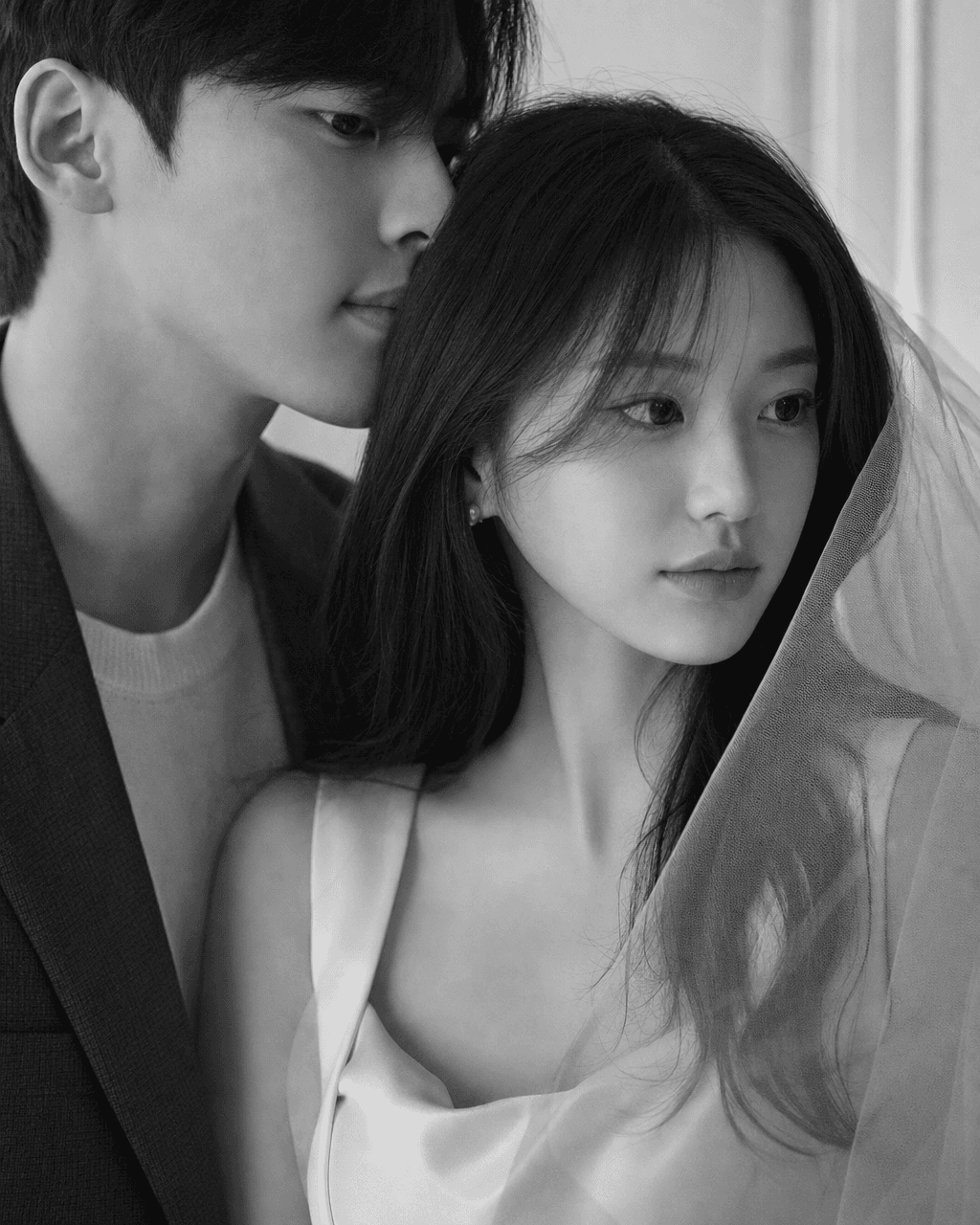 Input photos and example result for 웨딩 베일 타이트 크롭